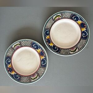 Portuguese Handpainted Blue, Yellow & White Ceramic plates. Signed by Artist.